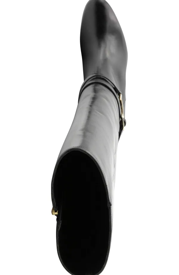 Bruno Magli Adriana Knee High Block Heel Leather Boot Black Outlet