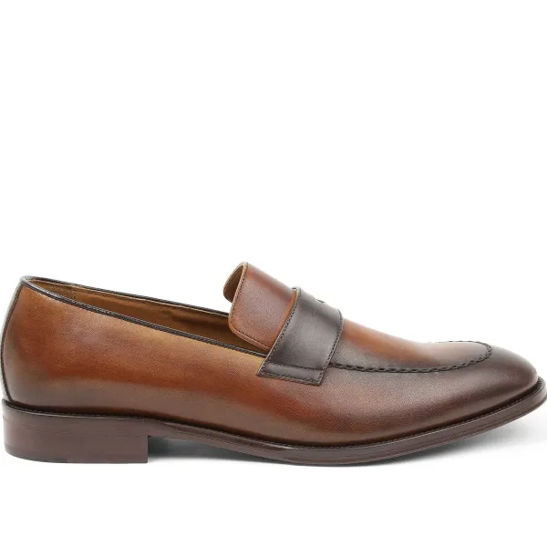 Bruno Magli Arezzo Burnished Penny Loafer Cognac/Dark Brown Best