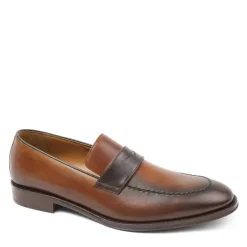 Bruno Magli Arezzo Burnished Penny Loafer Cognac/Dark Brown