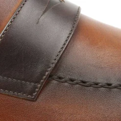 Bruno Magli Arezzo Burnished Penny Loafer Cognac/Dark Brown