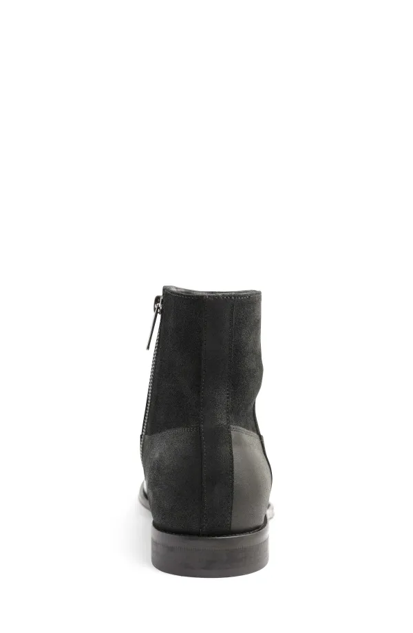 Bruno Magli Armando Patent Ombre Suede Zip Boot - Black Black Suede/Patent New