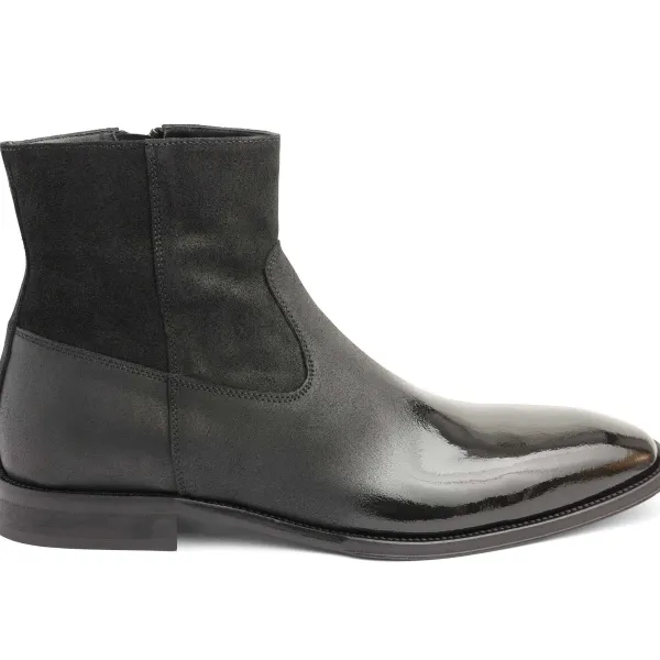 Bruno Magli Armando Patent Ombre Suede Zip Boot - Black Black Suede/Patent Outlet