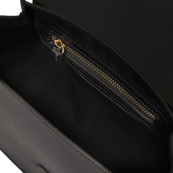 Bruno Magli Camilla Equestrian Inspired Handbag Black Nappa Leather Black Leather Discount