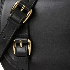 Bruno Magli Camilla Equestrian Inspired Handbag Black Nappa Leather Black Leather Discount