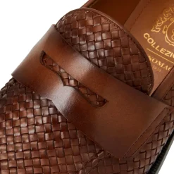 Bruno Magli Collezione Vesini Leather Slip-On Loafer Brown Woven New