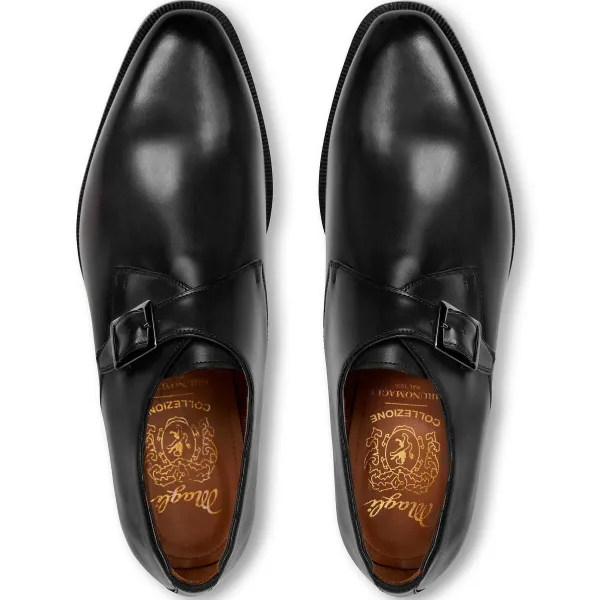 Bruno Magli Collezione Vilante Leather Single Strap Monk Loafer-Black Black Leather Sale
