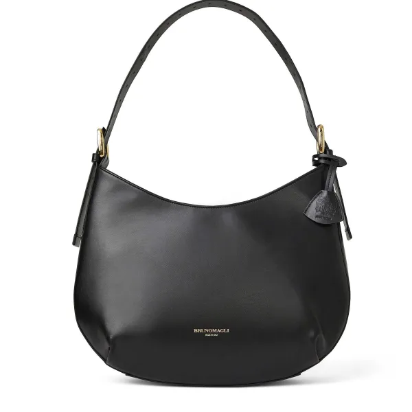 Bruno Magli Cora Hobo Handbag Black Nappa Leather Black Leather