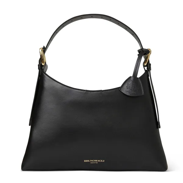 Bruno Magli Cora Mini Hobo Handbag Black Nappa Leather Black Leather Clearance