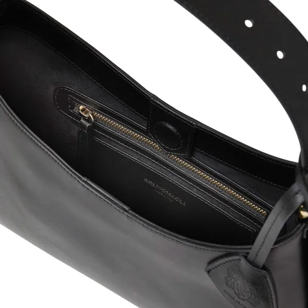 Bruno Magli Cora Mini Hobo Handbag Black Nappa Leather Black Leather Clearance