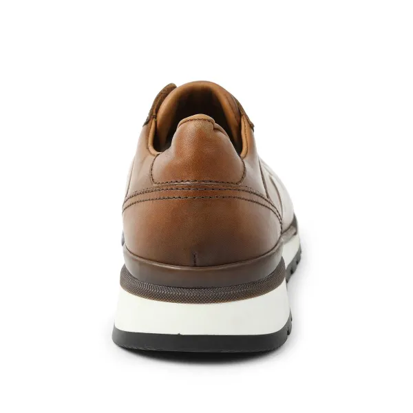 Bruno Magli Davio Hand-Burnished Leather Sneaker Cognac Leather Outlet