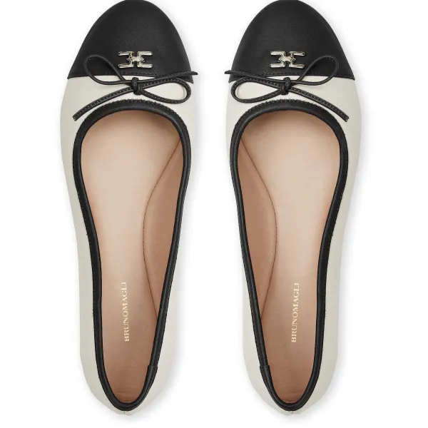 Bruno Magli Donatella Ballet Flat Black/Cream New