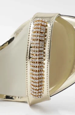 Bruno Magli Estelle Embellished Open-Toe Heel Gold Discount