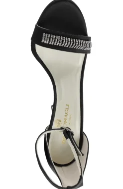 Bruno Magli Estelle Embellished Open-Toe Heel Black Satin Online