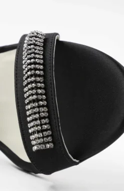 Bruno Magli Estelle Embellished Open-Toe Heel Black Satin Online