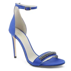 Bruno Magli Estelle Embellished Open-Toe Heel Blue Satin Clearance