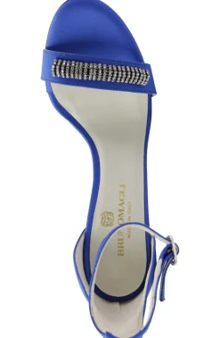 Bruno Magli Estelle Embellished Open-Toe Heel Blue Satin Clearance