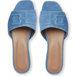 Bruno Magli Fabia Single Banded Slide Light Blue Suede Outlet