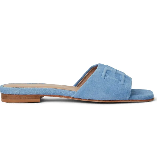 Bruno Magli Fabia Single Banded Slide Light Blue Suede Discount