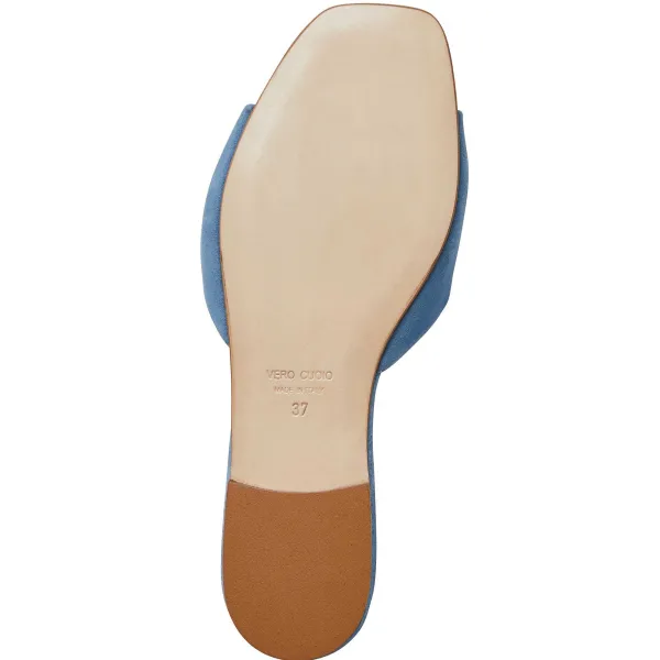 Bruno Magli Fabia Single Banded Slide Light Blue Suede Discount