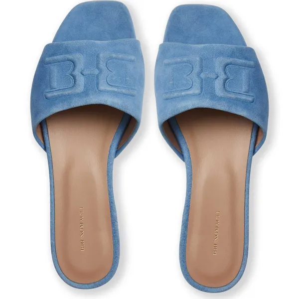 Bruno Magli Fabia Single Banded Slide Light Blue Suede Discount