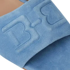 Bruno Magli Fabia Single Banded Slide Light Blue Suede Discount