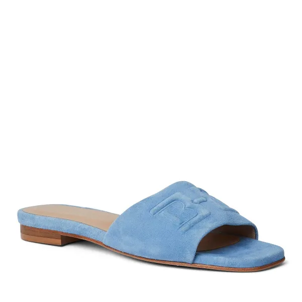 Bruno Magli Fabia Single Banded Slide Light Blue Suede Discount