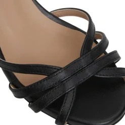 Bruno Magli Felicity Strapped Sandal Low Heel Black Black Leather Hot