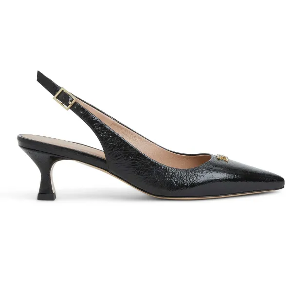 Bruno Magli Fiona Slingback Pump Black Crinkle Patent Black Patent Leather