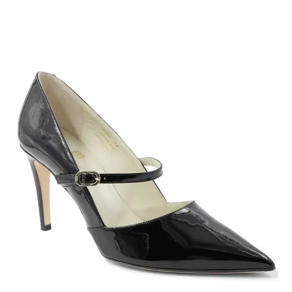 Bruno Magli Gemma Mary-Jane Leather Pump Black Patent Sale