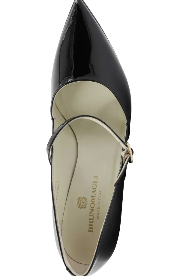 Bruno Magli Gemma Mary-Jane Leather Pump Black Patent Sale