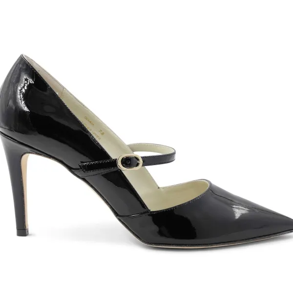 Bruno Magli Gemma Mary-Jane Leather Pump Black Patent Sale