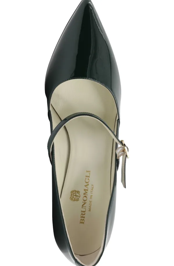 Bruno Magli Gemma Mary-Jane Leather Pump Emerald Patent Hot