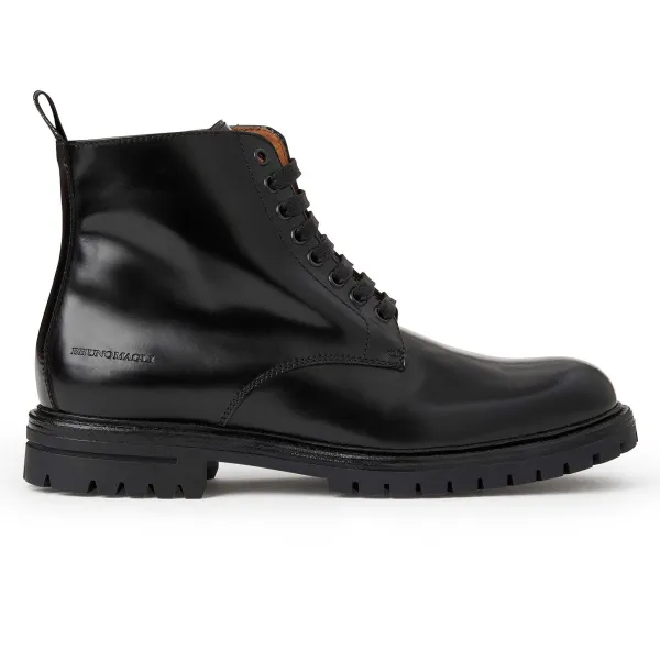 Bruno Magli Griffin 6 Inch Lace Up Leather Boot Black Outlet
