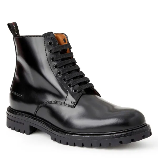 Bruno Magli Griffin 6 Inch Lace Up Leather Boot Black Outlet