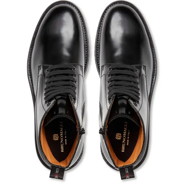 Bruno Magli Griffin 6 Inch Lace Up Leather Boot Black Outlet