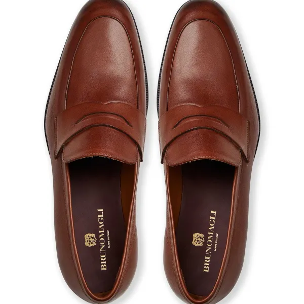 Bruno Magli Maioco Slip On Loafer Leather Cognac Discount