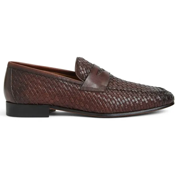 Bruno Magli Manfredo Slip On Loafer Leather Brown Woven Sale