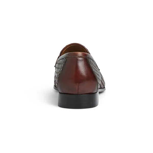 Bruno Magli Manfredo Slip On Loafer Leather Brown Woven Sale