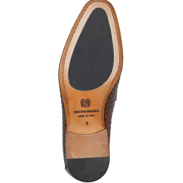 Bruno Magli Manfredo Slip On Loafer Leather Brown Woven Sale