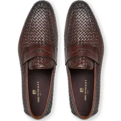 Bruno Magli Manfredo Slip On Loafer Leather Brown Woven Sale