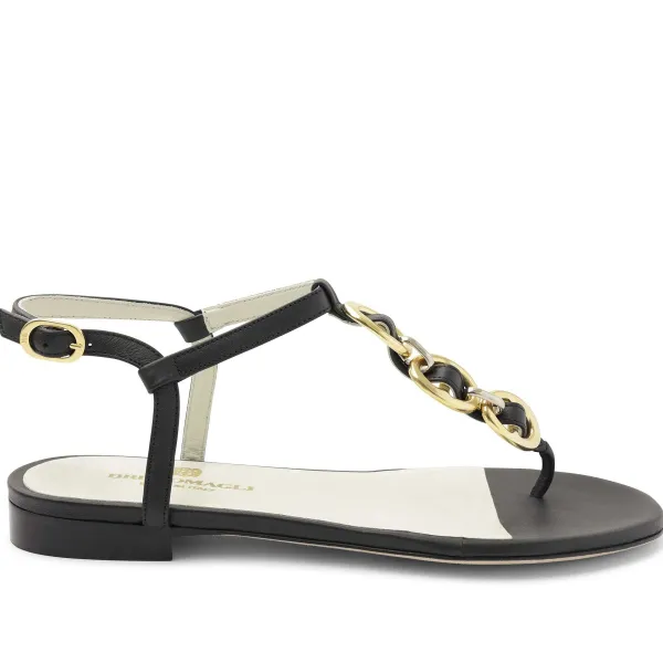 Bruno Magli Marina Leather Embellished Thong Sandal Black Sale