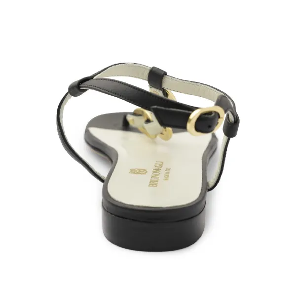 Bruno Magli Marina Leather Embellished Thong Sandal Black Sale
