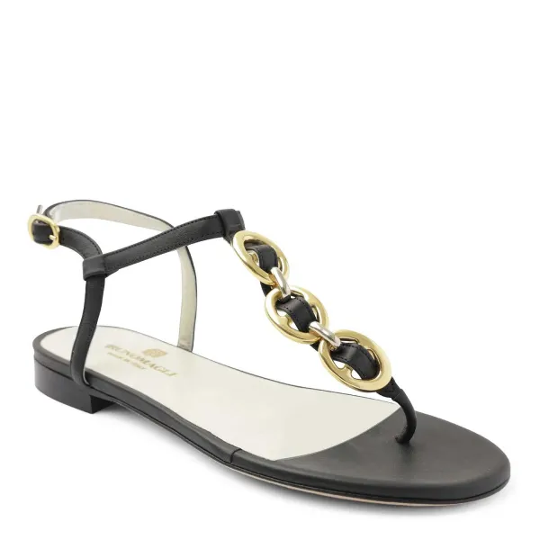 Bruno Magli Marina Leather Embellished Thong Sandal Black Sale