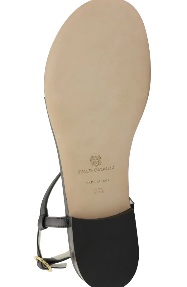 Bruno Magli Marina Leather Embellished Thong Sandal Black Sale