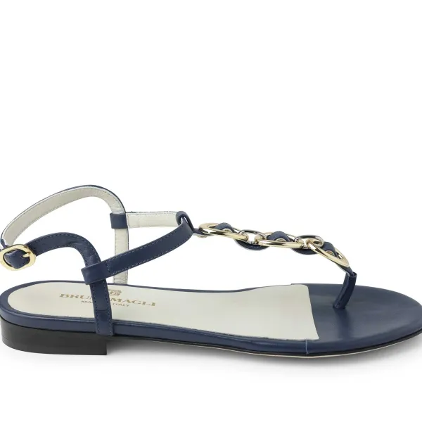 Bruno Magli Marina Leather Embellished Thong Sandal Navy Clearance