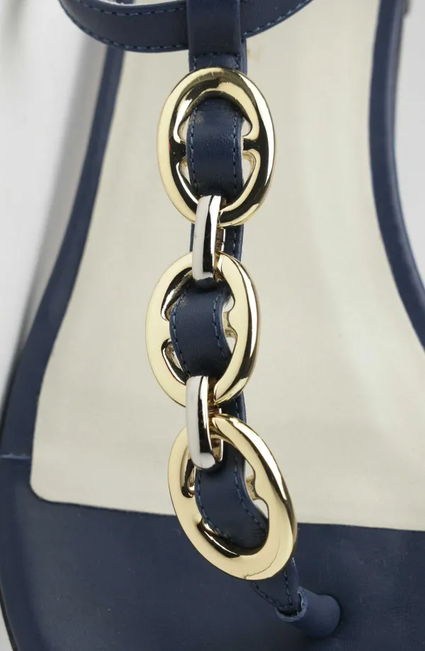Bruno Magli Marina Leather Embellished Thong Sandal Navy Clearance