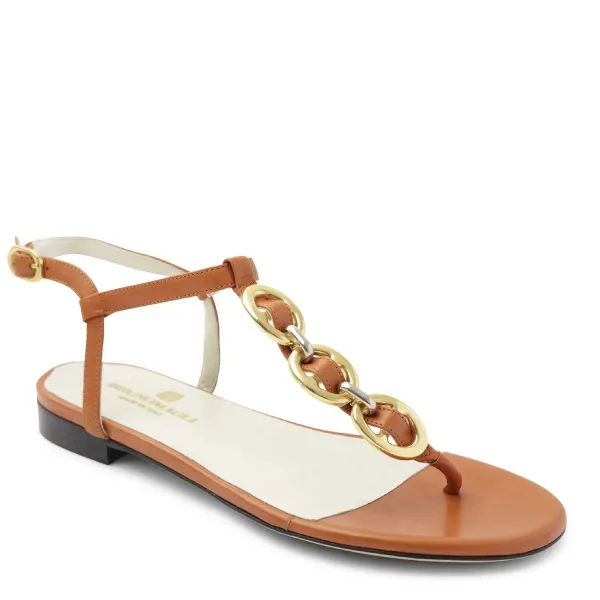 Bruno Magli Marina Leather Embellished Thong Sandal Cognac Outlet