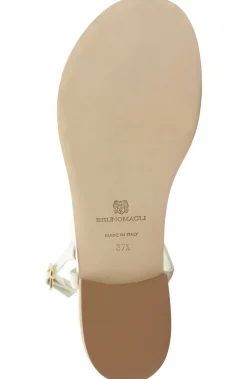Bruno Magli Marina Leather Embellished Thong Sandal Off White