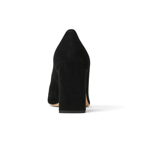 Bruno Magli Melania Square Toe Suede Pump Black Suede Clearance