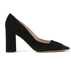 Bruno Magli Melania Square Toe Suede Pump Black Suede Clearance